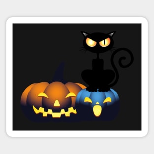 Cute Halloween Pumpkin Black Cat Spooky Season Autumn Vibes Halloween Thanksgiving and Fall Color Lovers Magnet